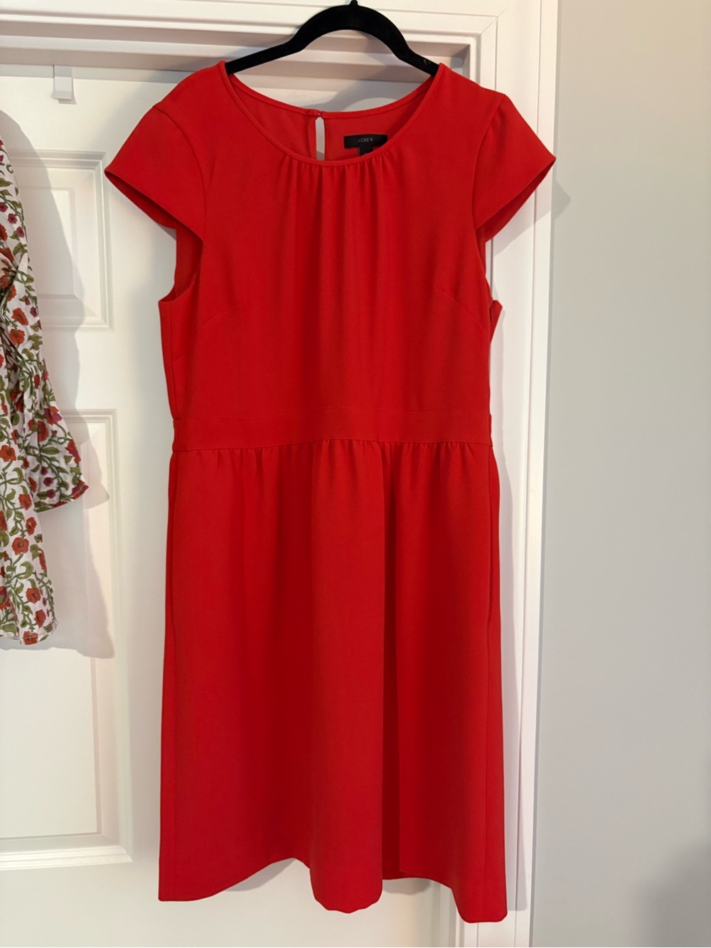 J. Crew Red Cap-Sleeve Midi Dress